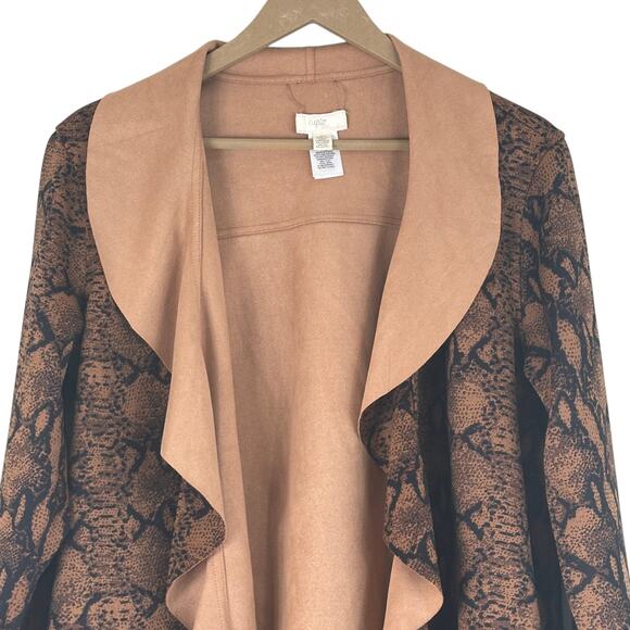 Cupio Cardigan Womens L Brown Black Snake Print Open Front Boho Casual - Picture 2 of 6